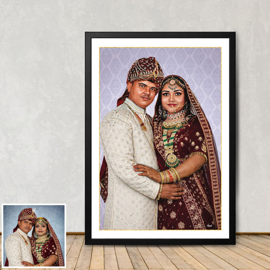 Custom Couple Digital Portrait from Photo | Personalized Artwork Gift India