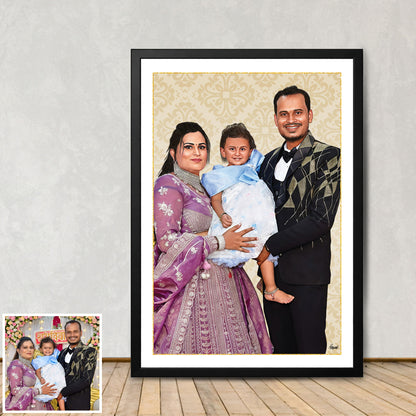 Custom Family Digital Portrait from Photo | Personalized Artwork Gift India