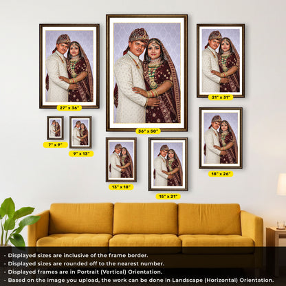 Custom Couple Digital Portrait from Photo | Personalized Artwork Gift India