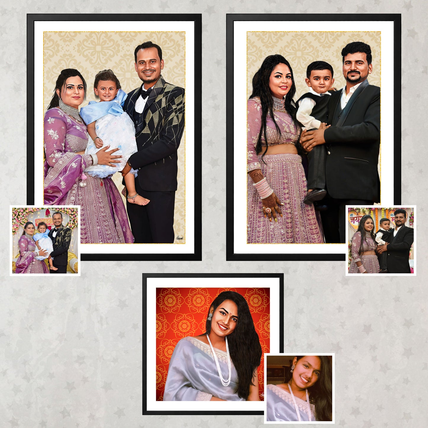Custom Couple Digital Portrait from Photo | Personalized Artwork Gift India