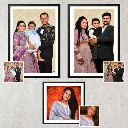 Custom Couple Digital Portrait from Photo | Personalized Artwork Gift India