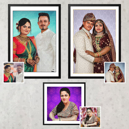Custom Couple Digital Portrait from Photo | Personalized Artwork Gift India